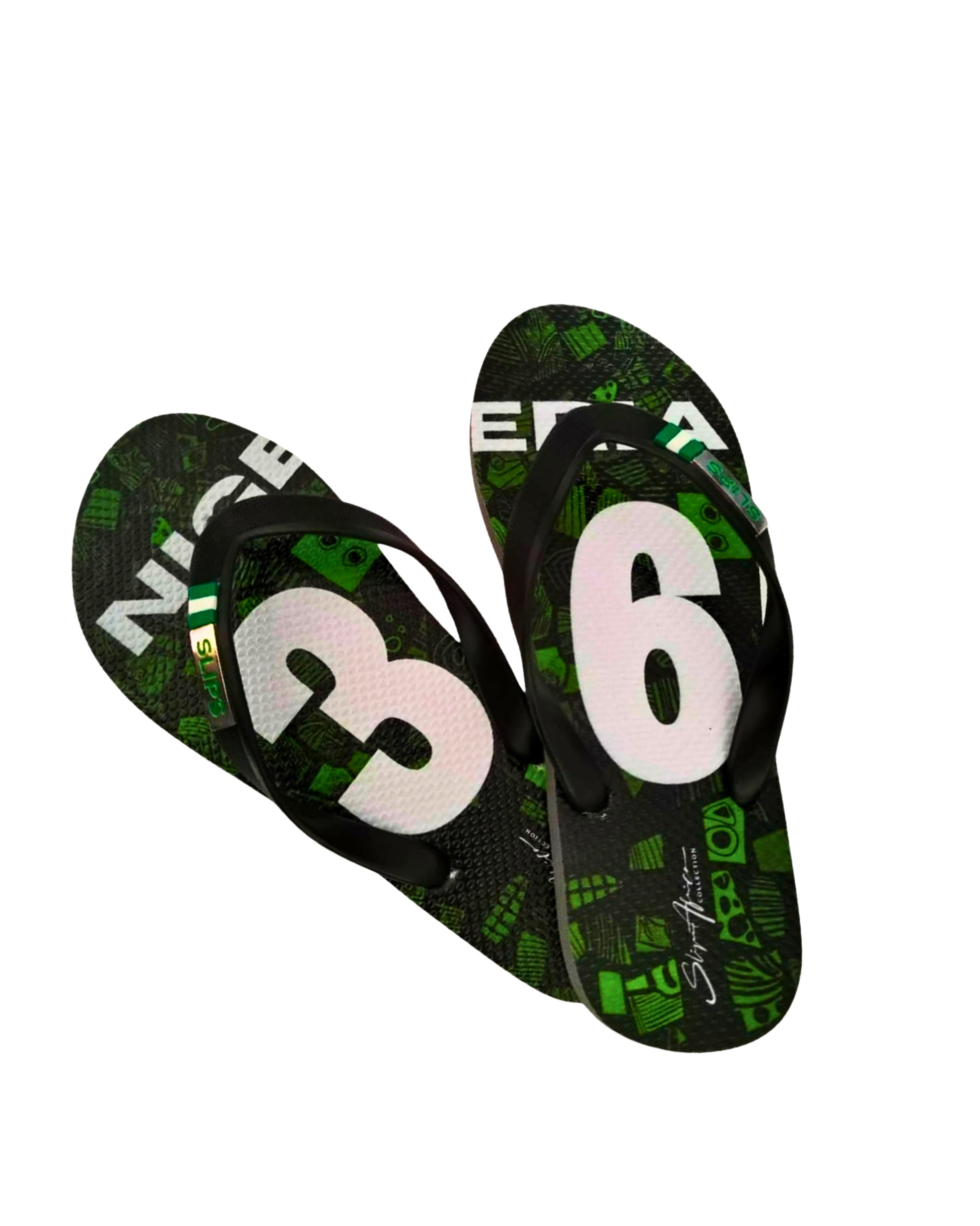 Naija 36 flip flops with black straps – alternate view